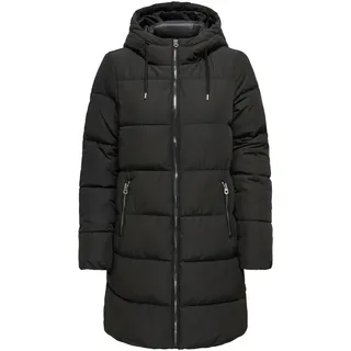 ONLY Damen Lange Puffer Jacke | Warmer Stepp Wintermantel mit Kapuze | Wattierter Blouson ONLDOLLY, Farben:Schwarz, Größe:S