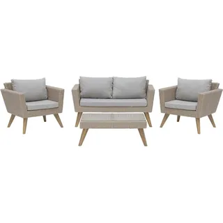 Beliani Lounge-Set 4-sitzer Rattan Grau Vittoria - Kunststoff , Gartenmöbel, Gartengarnituren, Gartenmöbel-Sets