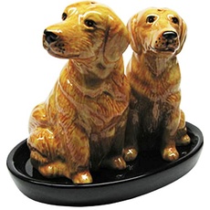 B2SEE Keramik Salz und Pfefferstreuer Set mit Hundemotiv (Golden Retriever)