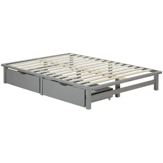 Homestyle4u Holzbett 140 x 200 cm Grau