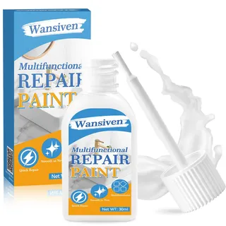 Wansiven Email Reparatur Lack, Badewannenlack Weiß, Hochglanz lackstift Badezimmer Reparaturlack,für Badewanne, Fliesen, Metall, Heizkörper, Keramik, Waschbecken, Möbel, Defekte und Kratzer, 30 ml