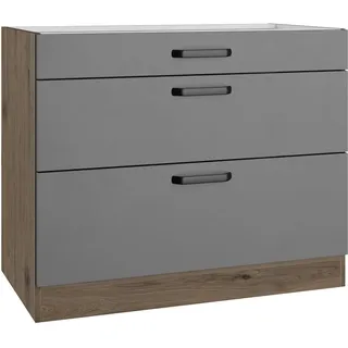 WIHO KÜCHEN Unterschrank Elba 90 x 57 x 82 cm Grau