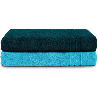 Komfortec 2er Saunatuch Set 80 x 200 cm petrol/türkis