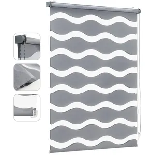 Sekey Doppelrollo Wellen 50 x 130 cm Dunkelgrau
