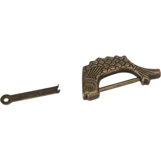 Antikes fischförmiges Retro-Vorhängeschloss, altmodisches Vintage-Messingschloss, 3,2 cm Abstand für Schmuckschatulle - Gold