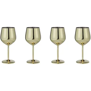 Butlers Weingläser (4er Set) Manhattan Lounge 400 ml , Goldfarben , Metall , Gläser, Weingläser