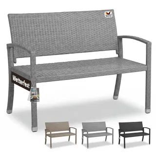 Polyrattan Gartenbank Grau 122x58x87cm