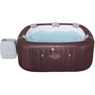 Bestway® LAY-Z-SPA® Energiespar-Whirlpool Maldives HydroJet ProTM mit App-Steuerung, für 7 Personen 201 x 201 x 80 cm, Mahagoni - Bunt
