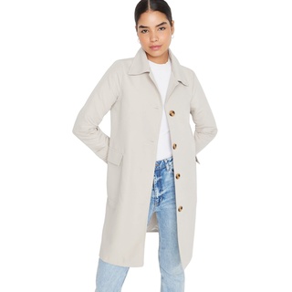 TRENDYOL Damen Trendyol Women's Oversize Straight Plain Woven Fabric Trench Coat, Greige, 36 EU