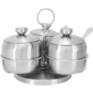 Gewürzdosen Set drehbar – Gewürzbehälter für Salz, Zucker & Gewürze mit Deckel und Löffel, Küchen Organizer & Vorratsdose