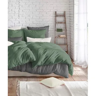 Bettwäsche FLEURESSE "Provence in Gr. 135x200, 155x220 oder 200x200 cm", grün (salbei), B/L: 240cm x 220cm, 1 Stk., 1 Stk., Halbleinen, B/L: 80cm x 80cm & 80cm x 80cm, 3 Stk., Halbleinen, Obermaterial: 50% Baumwolle, 50% Leinen, Bettwäsche, Bettwäsche, Halbleinen, 50% Baumwolle, 50% Leinen, Gr. 135x200, 155x220, 200x200cm