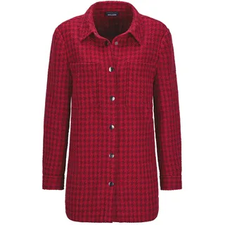 Kurzjacke GOLDNER "Lässige Longjacke mit Pepitamuster", Damen, Gr. 52, rot (dunkelrot), Obermaterial: 100% Polyester PES., gerade, Jacken Kurzjacke, Pepitamuster