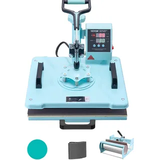 VEVOR Hitzepresse, 12 x 15 Zoll, 5-in-1-Wärmeübertragungsmaschine mit 30-oz-Tumbler-Presse, 360° wegschwenkbares T-Shirt-Pressen, digitale präzise Steuerung, für T-Shirts/Tassen/Hüte/Teller, grün
