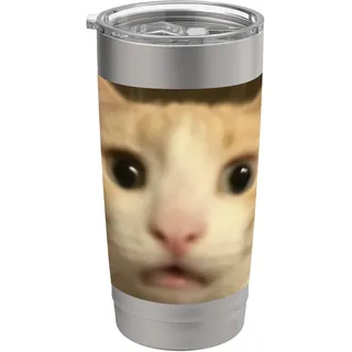 Lustige Katze Meme Humor verschwommene Foto-Grafik Doppelwandiger Edelstahl-Thermobecher
