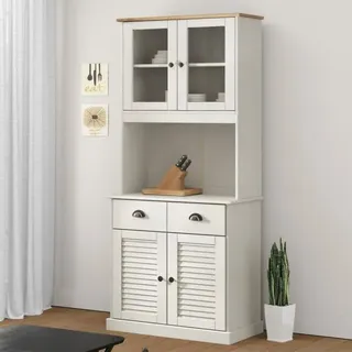vidaXL Highboard VIGO Weiß 78x40x175 cm Massivholz Kiefer - Weiß