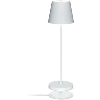 SuzieV Wiederaufladbare dimmbare LED-Tischlampe - Kabellose Nachttischlampe für Schlafzimmer, Nachttische, Wohnzimmer - Aluminium, Innen/Außenbereich, 48h, 3 Lichttemperaturen - Solid White