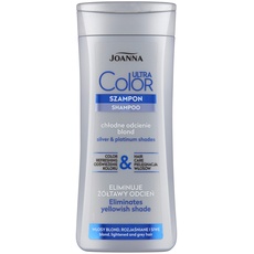 Joanna Ultra Color - Shampoo für Silber- und Platin-Farben - Stärkendes revitalisierendes Haar-Shampoo - Farbauffrischung, Haarpflege & Glanz - Neutralisiert gelblichen Farbton - 200 ml