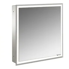 Emco asis prime Lichtspiegelschrank, Unterputzmodell, 1 Tür, Anschlag links, mit Lichtpaket, 600mm, Ausführung: Glasrückwand weiß
