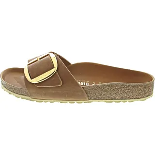 Birkenstock für Damen. 1006525 Ledersandalen Madrid Big Buckle (Schmale Passform) braun (41), Wohnung, Keine, Lässig