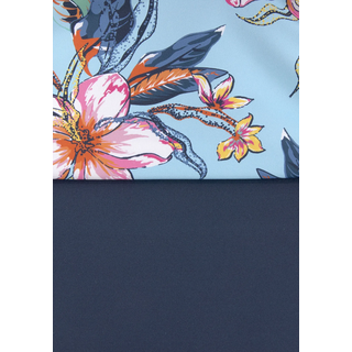 Badeanzug LASCANA "Malia", Damen, Gr. 40, Cup C, blau (hellblau, bedruckt), Microfaser, Polyamid, bedruckt, floral, Badeanzüge Badeanzug, mit tropischem Print und Shaping-Effekt, Topseller