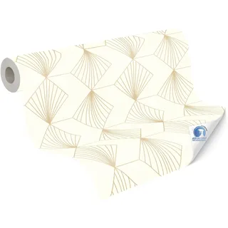 A.S. Création vorgeleimte Vliestapete DESIGNDROP - Tapezieren ohne Kleister - Creme, Gold - Art Deco Tapete Made in Germany - 784941