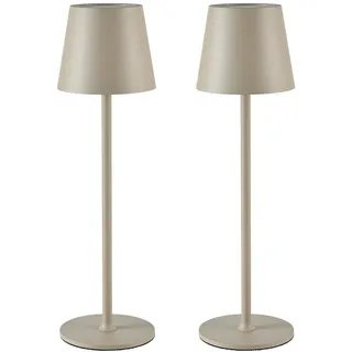 2 Stück LED Dimmbare Akku Tischlampe Kabellose, Wiederaufladbar Warme Lichtfarbe 3000K Tischleuchte Für Innen und Aussen mit USB-C, Aluminium, IP54 Wasserdichte, Schwarz