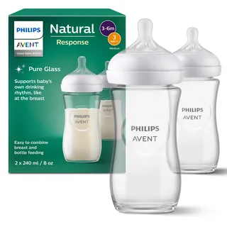 Philips AVENT Natural Response aus Glas 2er-Pack, mittlere Durchflussrate, transparent