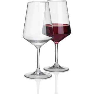 2 Stück 570ml Rotwein Glas Deluxe 100% Polycarbonat in Echtglasoptik - Camping