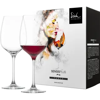 Eisch Bordeaux 2er Set mit Glaspoliertuch, 500/21 - Weingläser im 4 farb.Geschenkkarton Superior Sensis plus Weinglas 25005021 + 30094202