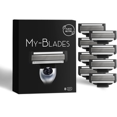 My-Blades® Rasierklingen kompatibel mit Gillette Mach3 – Plastikarm, Umweltfreundlich – 8 Hochwertige Ersatzklingen mit 5-fach Klinge