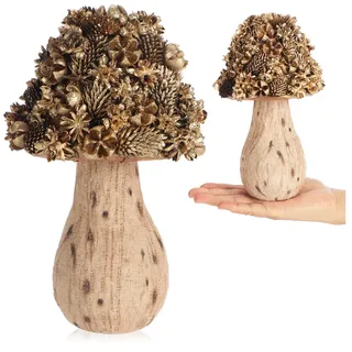 com-four® Weihnachtsgesteck im Blumentopf mit goldfarbenen Zapfen | Trockenpflanzen im dekorativen Topf - handgemachtes Blumenarrangement als Tischdeko