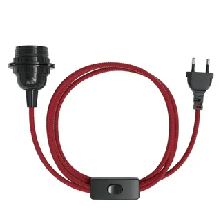 EAZY CASE - Lampenfassung E27 mit Kabel aus Stoff [MIT SCHALTER] - Fassung E27 mit Kabel - Lampenfassung mit Schalter - Lampenkabel mit Fassung - Glühbirne mit Kabel - DIY Lampenfassung mit Stecker