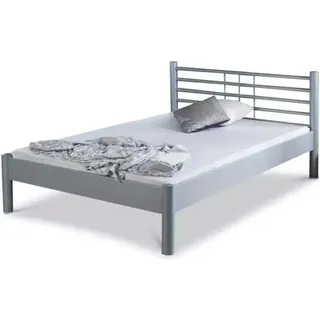 Metallbett Mia – 100 x 200 cm / silbergrau - Grau