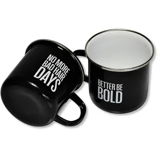 BETTER BE BOLD Emaille-Tasse NO MORE BAD HAIR DAYS | Witzige Geschenkidee | Für Kaffee, Tee & Getränke | Tasse mit Spruch | Für Büro, Camping, Urlaub & zu Hause | Geschenk | 380ml