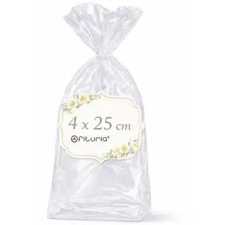 Ofituria Cellophanbeutel Transparent 4 x 25 cm für Süßigkeiten, Bonbons & Kleine Geschenke – Klarsichttüten Zum Befüllen Für Mitgebsel, Kommunion & Weihnachten, 1 Pack (100 Beutel)
