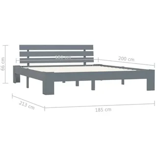 vidaXL Massivholzbett Grau Kiefer 180x200 cm