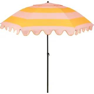Mica Decorations Neigbarer Sonnenschirm mit Streifenmuster - Stockschirm 238 x Ø195 cm - Garten oder Balkon Sonnenschutz - Polyester, Stahl - Rosa, Orange - Gelb