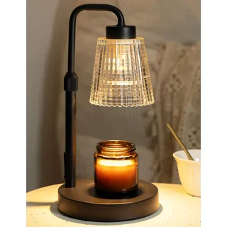 Kerzenwärmer Lampe, Einstellbare Höhe Kerzenwärmer Timer Dimmbar Home Decor Wax Melts Warmer für Glaskerzen mit 2 Glühbirnen Schwarz