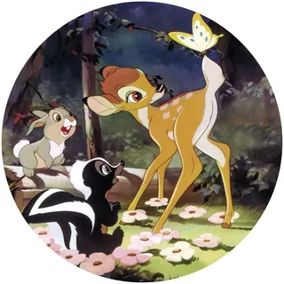 KOMAR Disney Selbstklebende Runde Tapete Bambi-Schmetterling Multicolor Ø 128 cm 612730