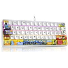 MIHIYIRY AK62 Mechanische Gaming Tastatur, 62 Tasten Mechanische Tastatur, Roter Schalter RGB-Hintergrundbeleuchtung Kabelgebundene Mini Gaming Tastatur mit Typ-C-Kabel für Win/Mac(QWERTZ-Layout)