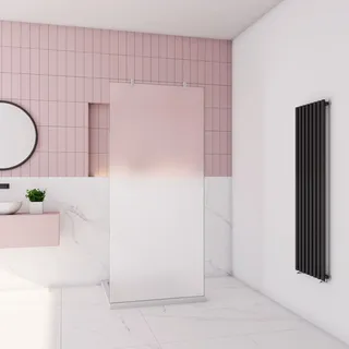 Walk in Duschtrennwand 80x200cm Milchglas Duschwand 10mm NANO-ESG Duschkabine+2x(90cm)Stabilisator ohne Profile