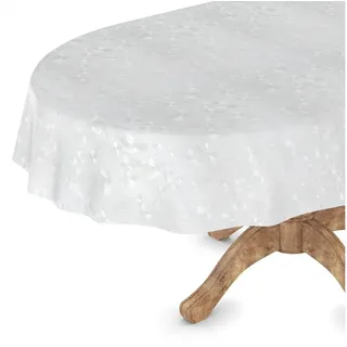 ANRO Wachstuchtischdecke Oval 140 x 180 cm Weiß