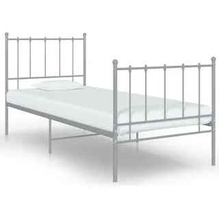 Metallbett Grau 100x200 cm mit integriertem Lattenrost, pulverbeschichtet - Grau
