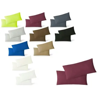 EXKLUSIV HEIMTEXTIL Jersey Kissenbezug Hülle 2 Sparpack Set mit Reißverschluss hochwertige Qualität 40 x 80 cm bordeaux