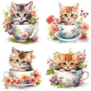 burkfeeg 4 Stück Aufkleber Katze Wandtattoo 3D Effekt Cute Sticker Sticker Katze Groß Für Heimdekoration Küche Kühlschrank Badezimmer Chlafzimmer Kinderzimmer 27x29cm