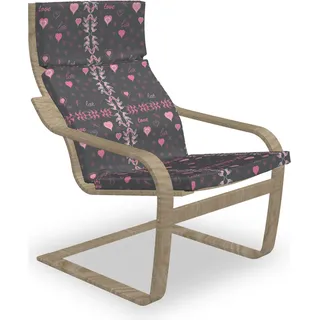 ABAKUHAUS Rosa und Grau Poäng Sessel Polster, Liebe-Frühlings-Flora, Sitzkissen mit Stuhlkissen mit Hakenschlaufe und Reißverschluss, Charcoal Grey Pink - Rosa