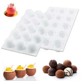 Honicemar 2 Stück Silikonform Kugel Silikon Kugelform Schokoladenformen Pralinenform Antihaft Flexible Silikon Form für Schokolade Kuchen Gelee und Mousse, Ideal für Back und DIY Projekte in der Küche