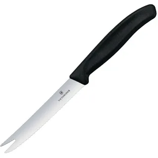 Victorinox, 6.7863, Swiss Classic, Käse- und Wurstmesser, Extra scharfe Klinge, mit Wellenschliff, robuster Kunststoff-Griff, Schwarz, Made in Switzerland, Spülmaschinengeeignet