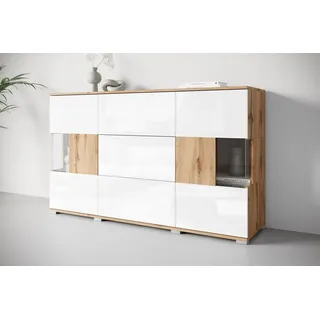 INOSIGN Sideboard »Kenia« 1 Stk. tlg. Sideboard mit 3 Schubladen, 6 Fächern, Glastüren, Breite 150 cm, weiß