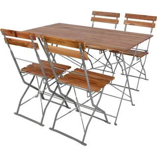 Mojawo Biergarten Set Klapptisch + 4 Klappstühle Stahl 120x60cm